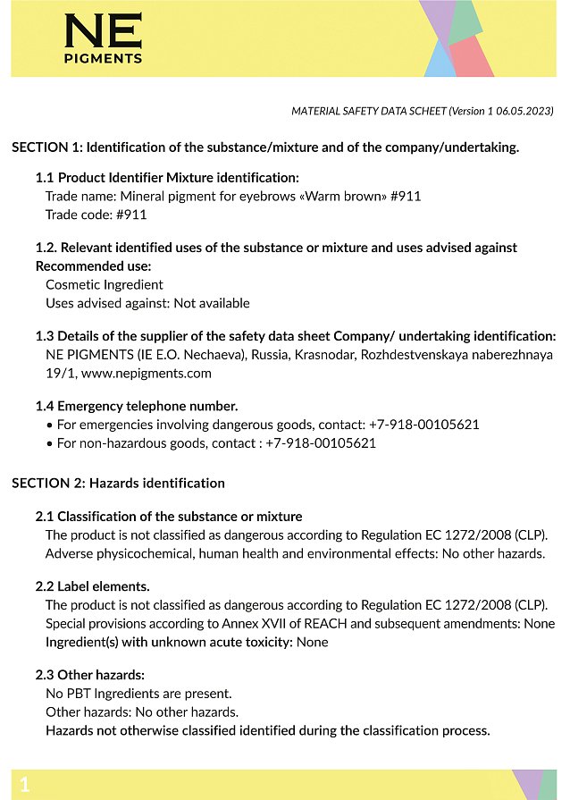 MSDS Mineral 911